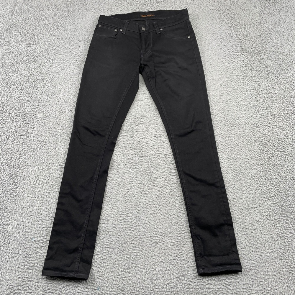 Nudie Jeans Co Jeans Mens 30x32 Black Organic Cotton Tight Terry Skinny Denim